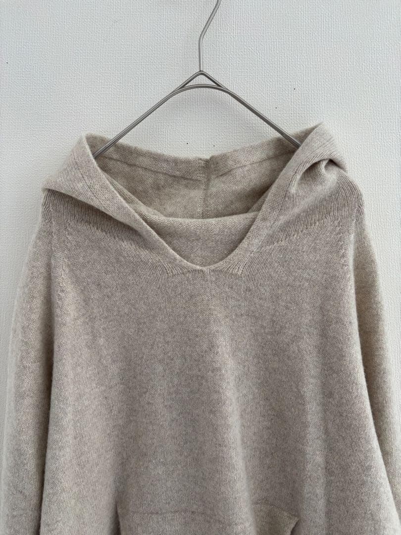 美品 フレームワーク 圧縮ウールフードプルオーバー カシミヤ ニット