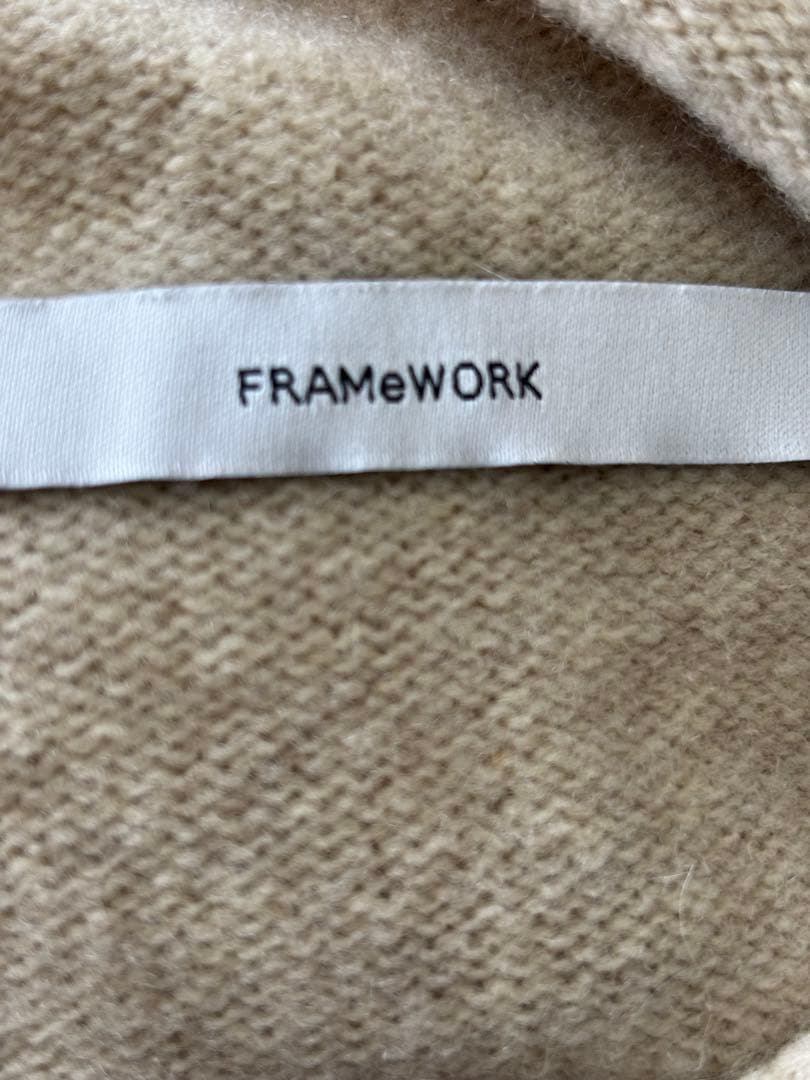 美品 フレームワーク 圧縮ウールフードプルオーバー カシミヤ ニット