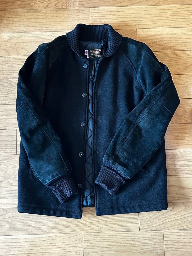 SKOOKUM ファラオコート 黒 ウール スウェード レザー