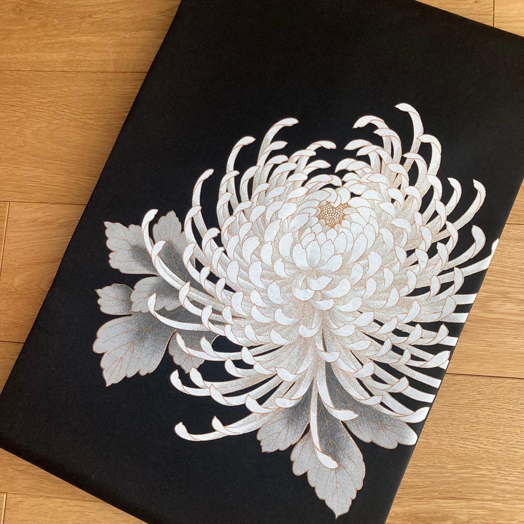 歳末セール❤️新品未使用　正絹　名古屋帯 大輪　菊　ラメ　黒紫地