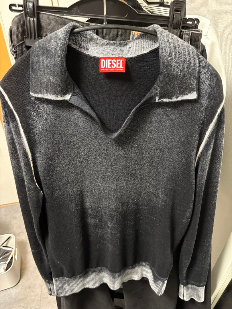 【深水光太着用】DIESEL K-Lorenzo ニットポロシャツ ブラック 黒