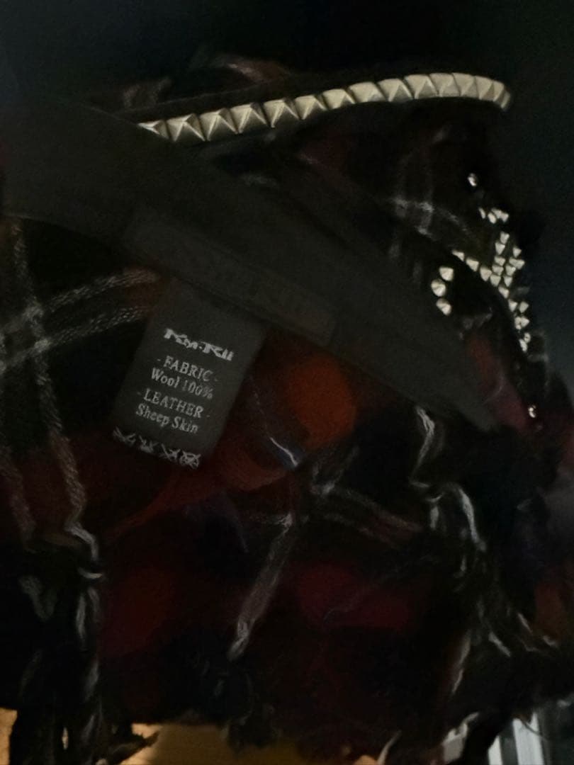 KMRii レザーチェック柄フェザーストール 巻スカート ifsixwasnin