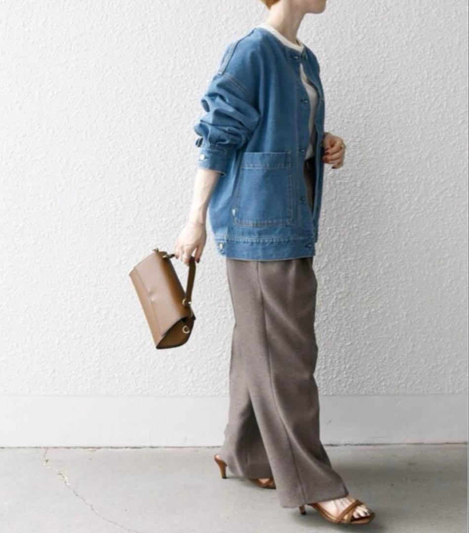 ships any denim シップス　エニィ　ノーカラーデニムブルゾン