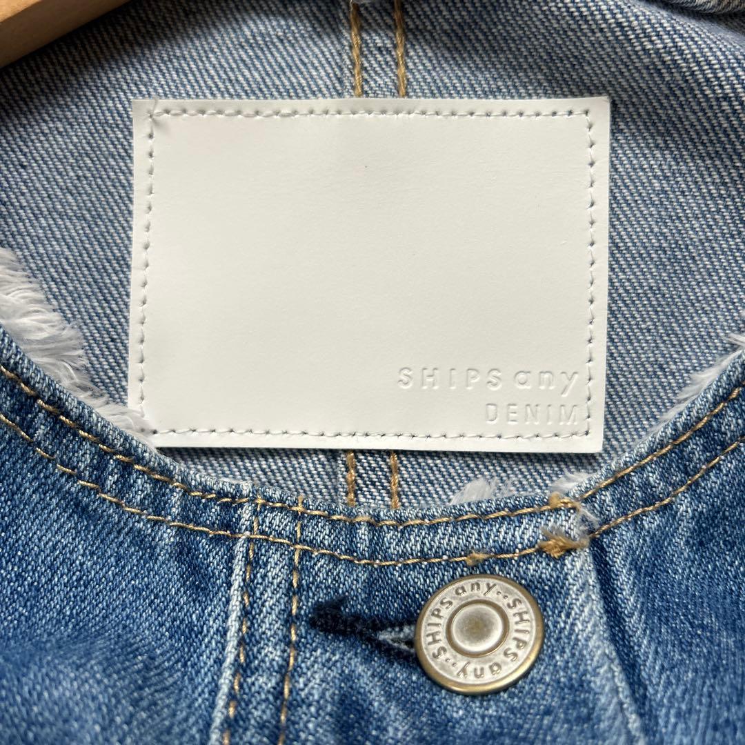 ships any denim シップス　エニィ　ノーカラーデニムブルゾン