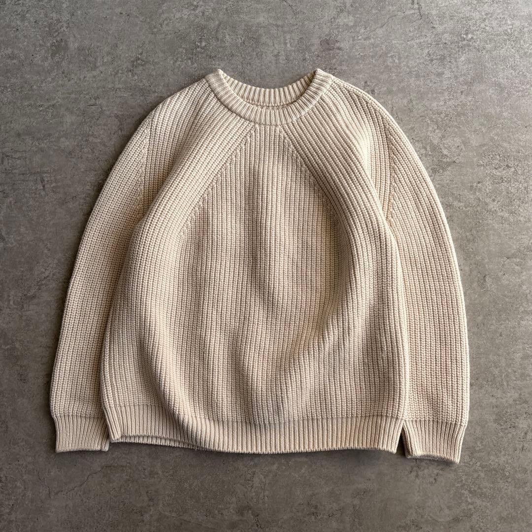 極美品■BATONER 【M】シグネチャー クルーネック ウール ニット 日本製