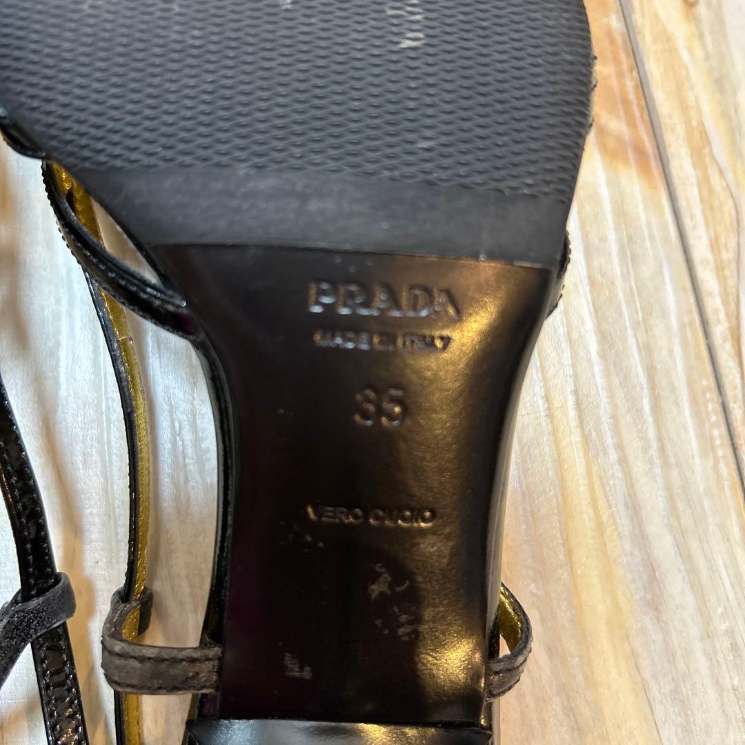 PRADA プラダ　ミュール　35 ブラック　エナメル