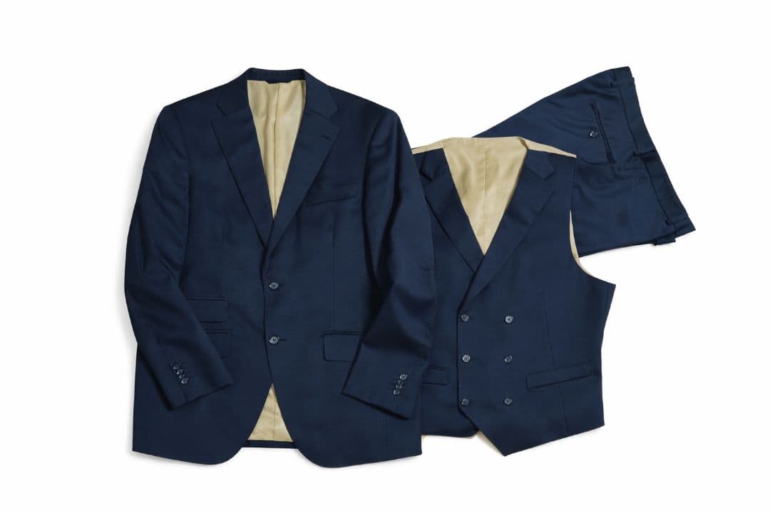 し*い様 麻布テーラー 3ピース フルオーダースーツ ネイビー 本切羽/AMF