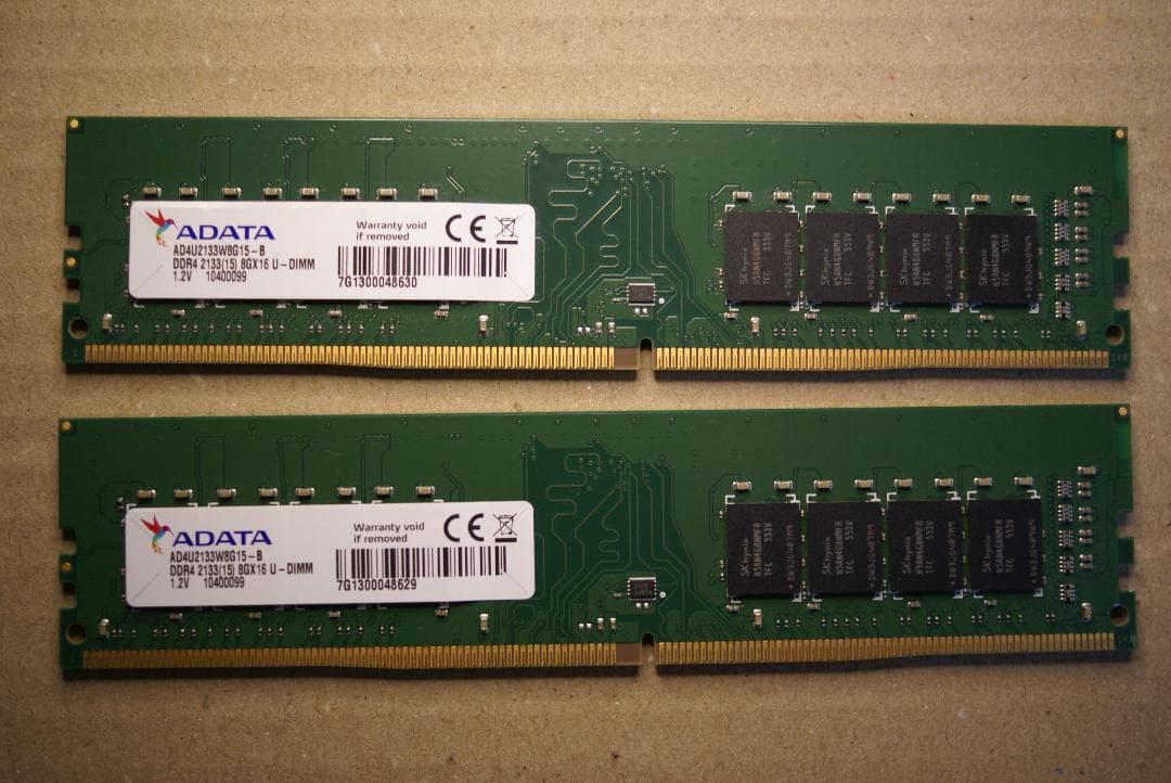 動作確認済みADATAメモリ DDR4-2133 16GB(8GBx2)