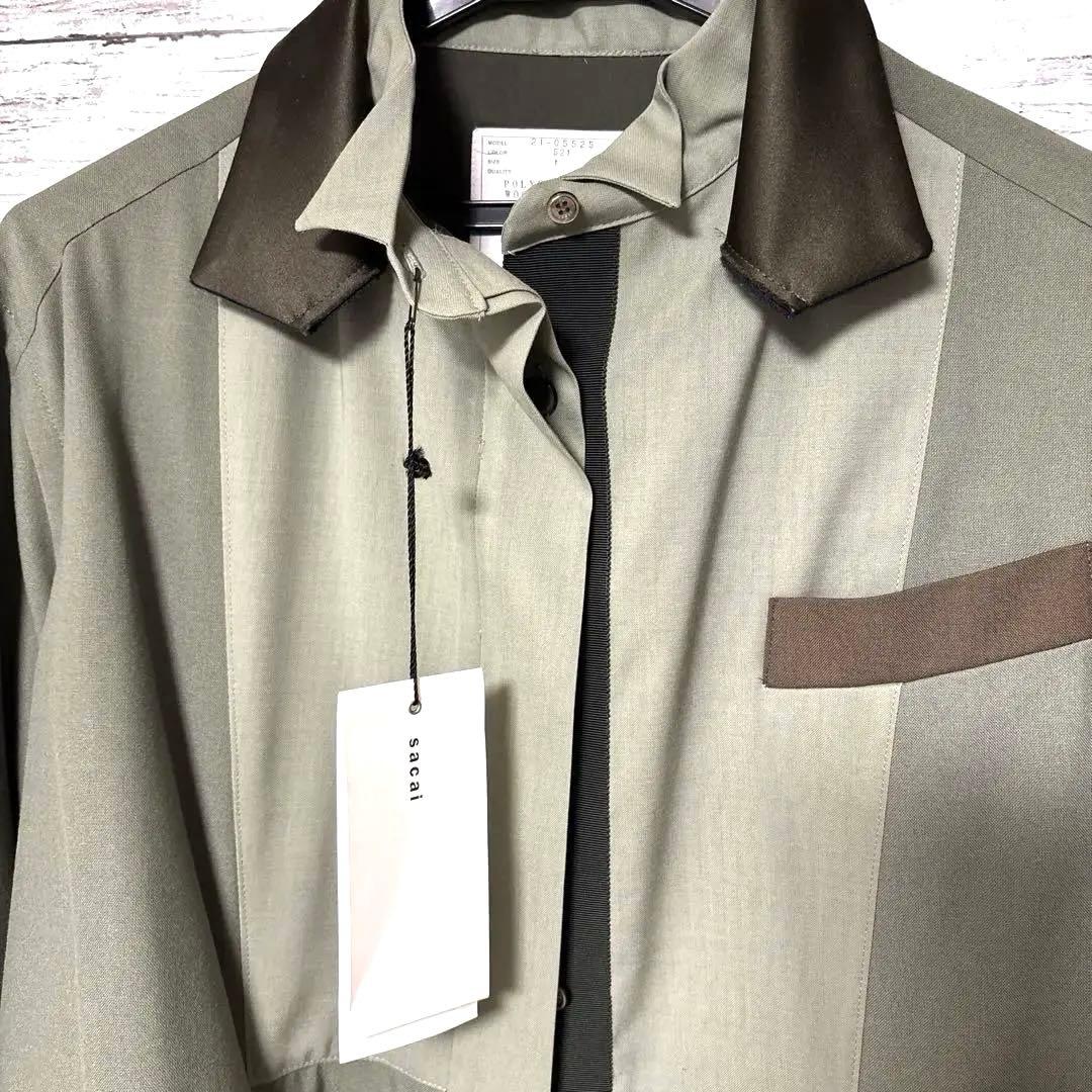 新品 sacai サカイ オリーブグリーン スーチングレイヤードジャケット