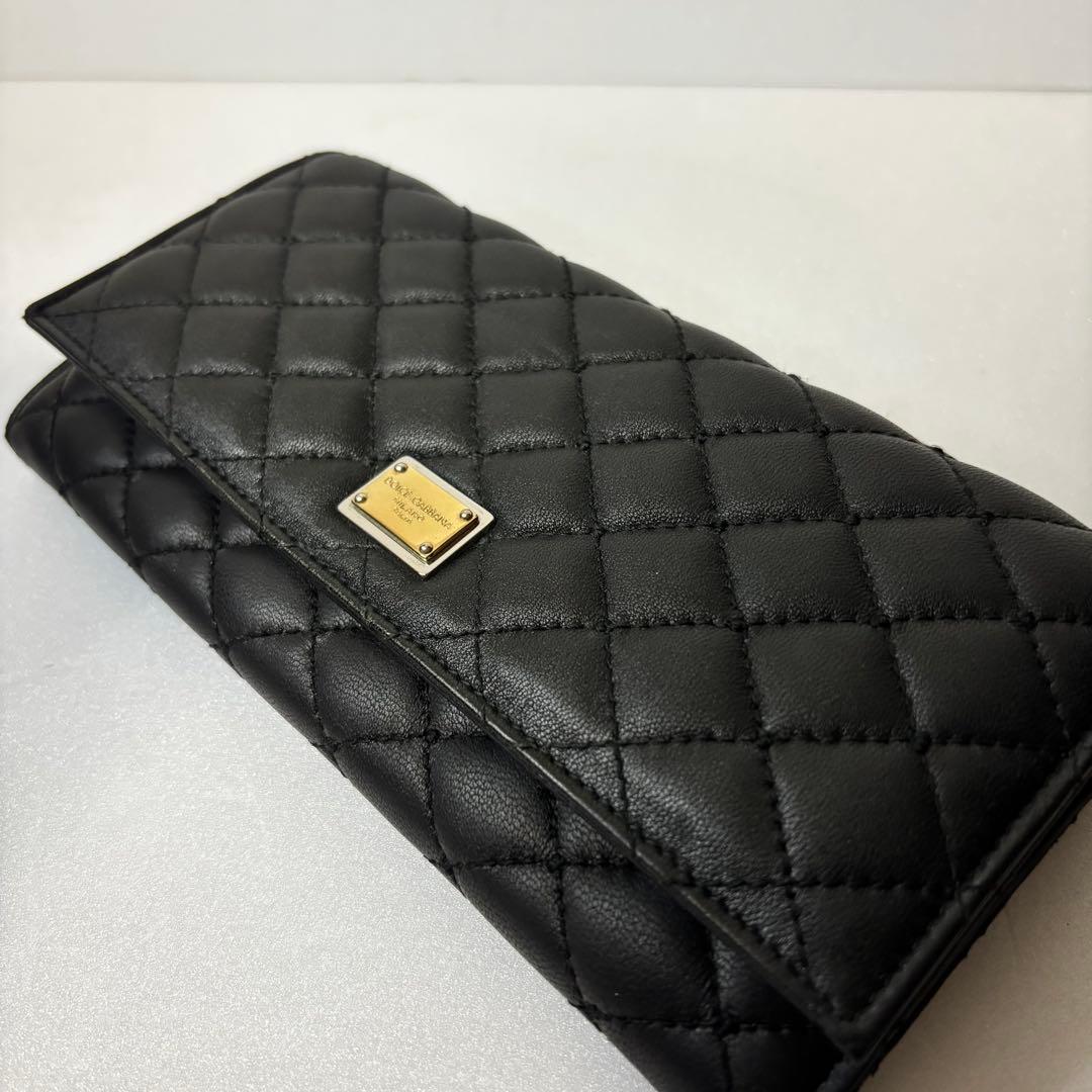 ドルチェアンドガッバーナ キルティング 長財布 黒　ゴールド金具　箱付　保証書