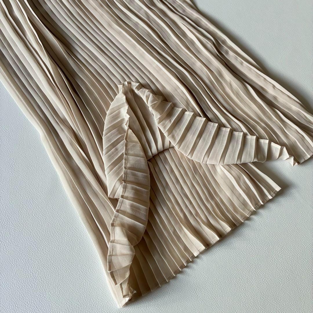 極美品✨DSC ダブスタ　プリーツシフォンボウタイワンピース　インナー付き　38