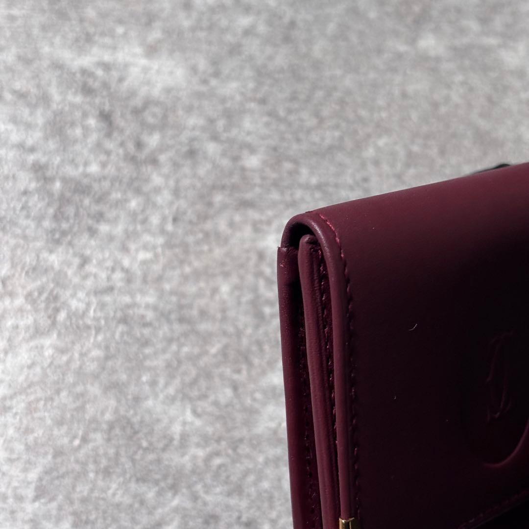 未使用 カルティエ マストライン 小銭入れ ケース ゴールド金具 ボルドー