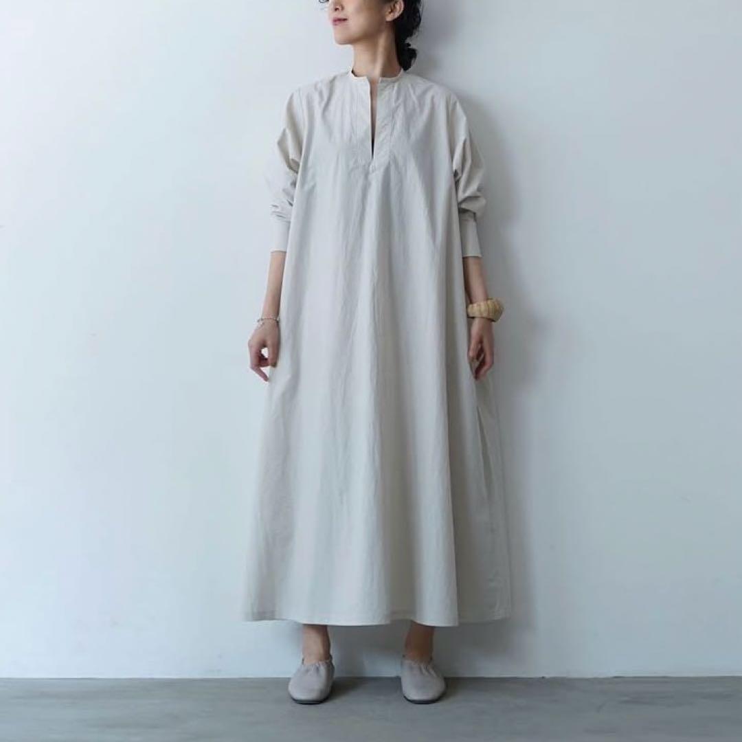 nui mond/カフタンドレス/近江晒し加工/ライトグレー