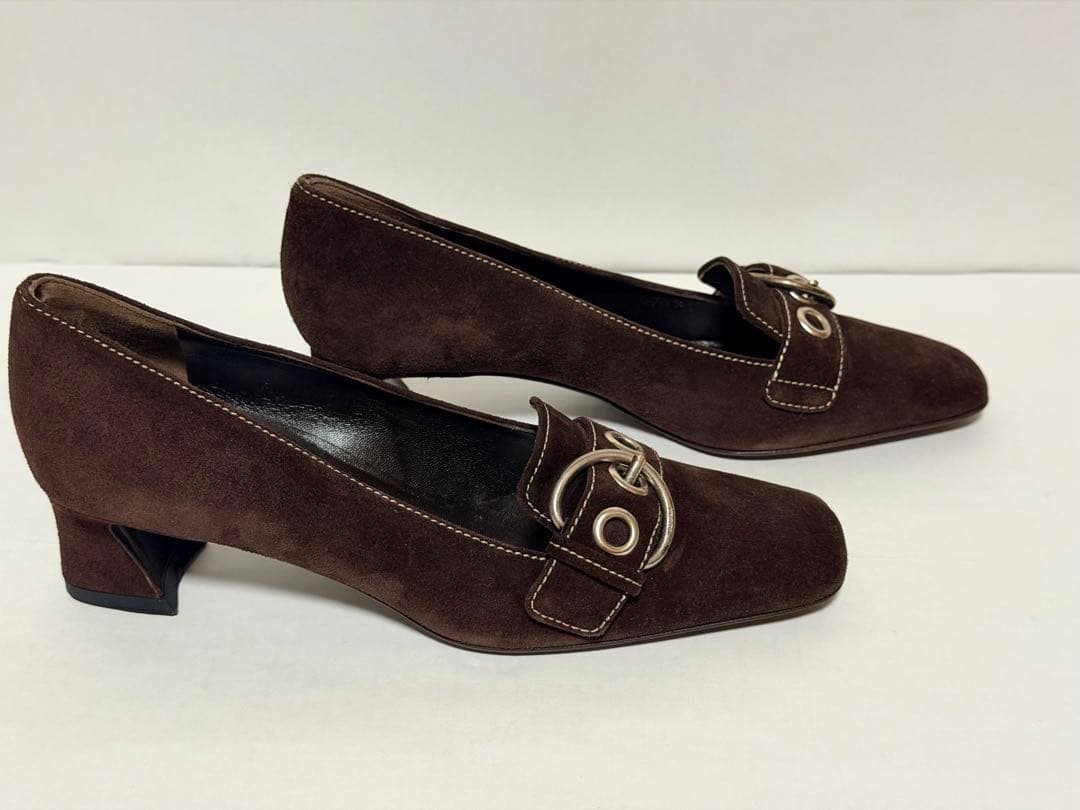 新品未使用　PRADA ダークブラウン スエード ローファー　プラダ35.5