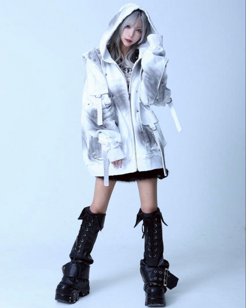 REFLEM レフレム ヘビーレイヤードジップパーカー フーディ ホワイト