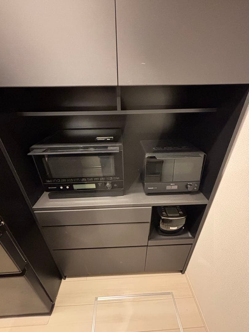 パモウナ　食器棚　マットブラック