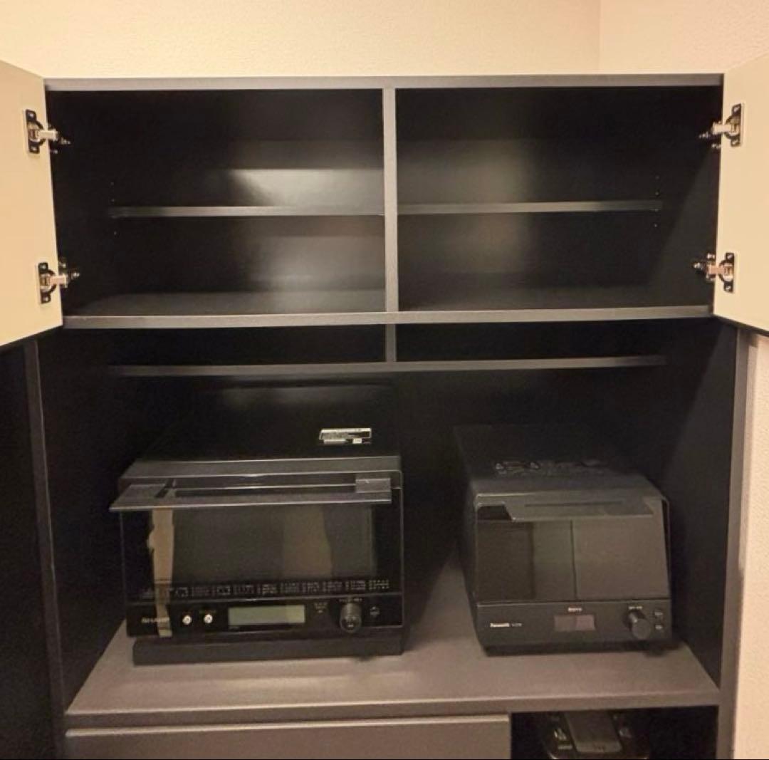 パモウナ　食器棚　マットブラック