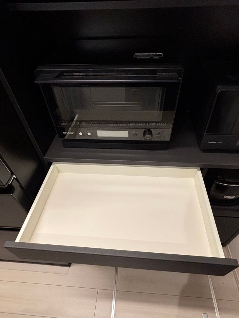 パモウナ　食器棚　マットブラック