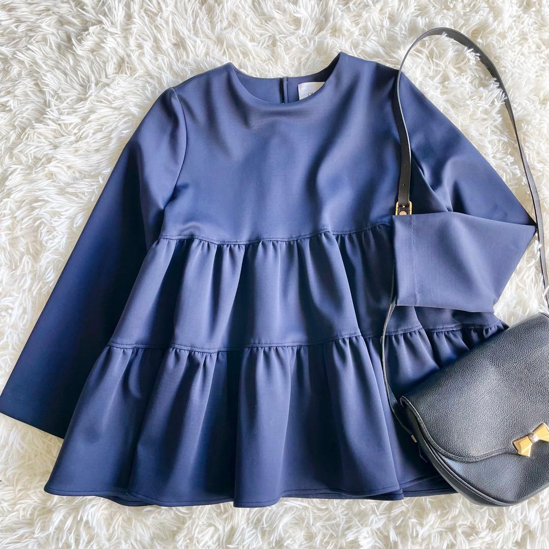 美品✨現行✨OHGA MASHUMALO TOPS ブラウス ティアード　紺