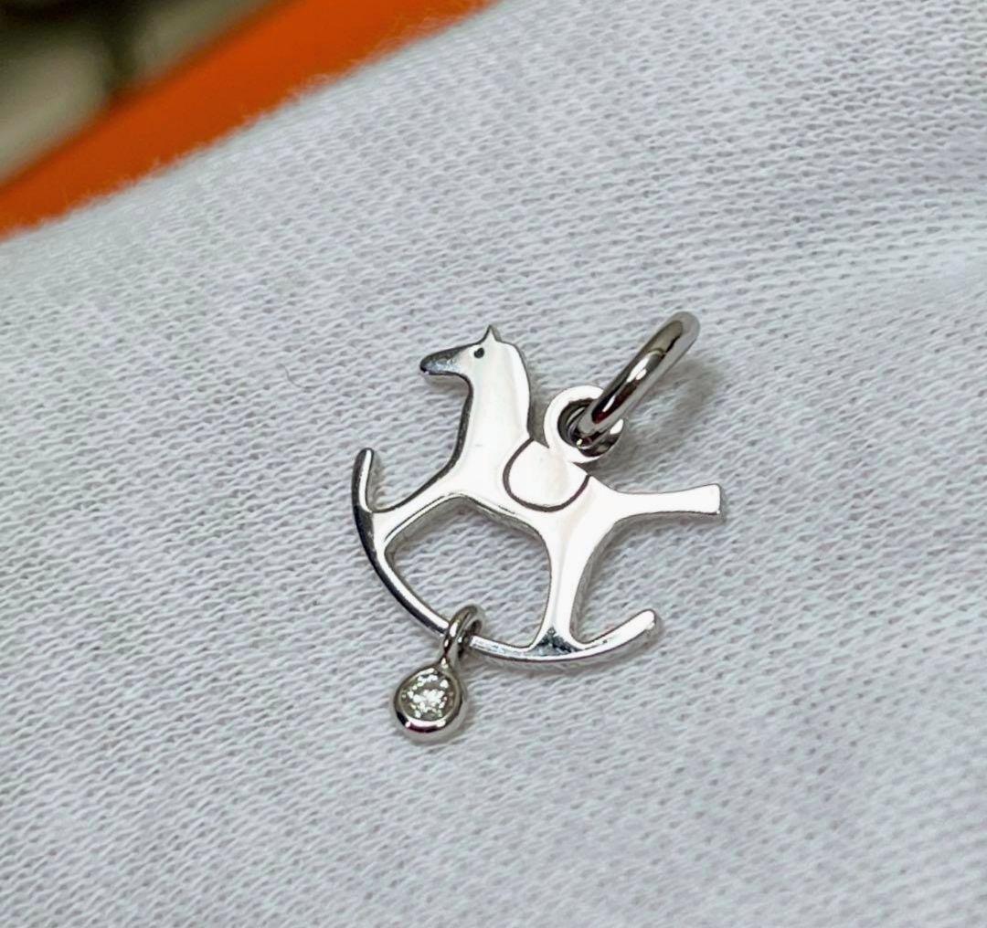 ❝極美品❞ エルメス ダダ ペンダント ネックレス ホワイトゴールド 1Pダイヤ