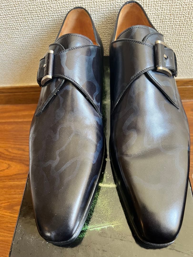 トモ様　新品　MAGNANNI ダブルモンクストラップ ブラックレザーシューズ