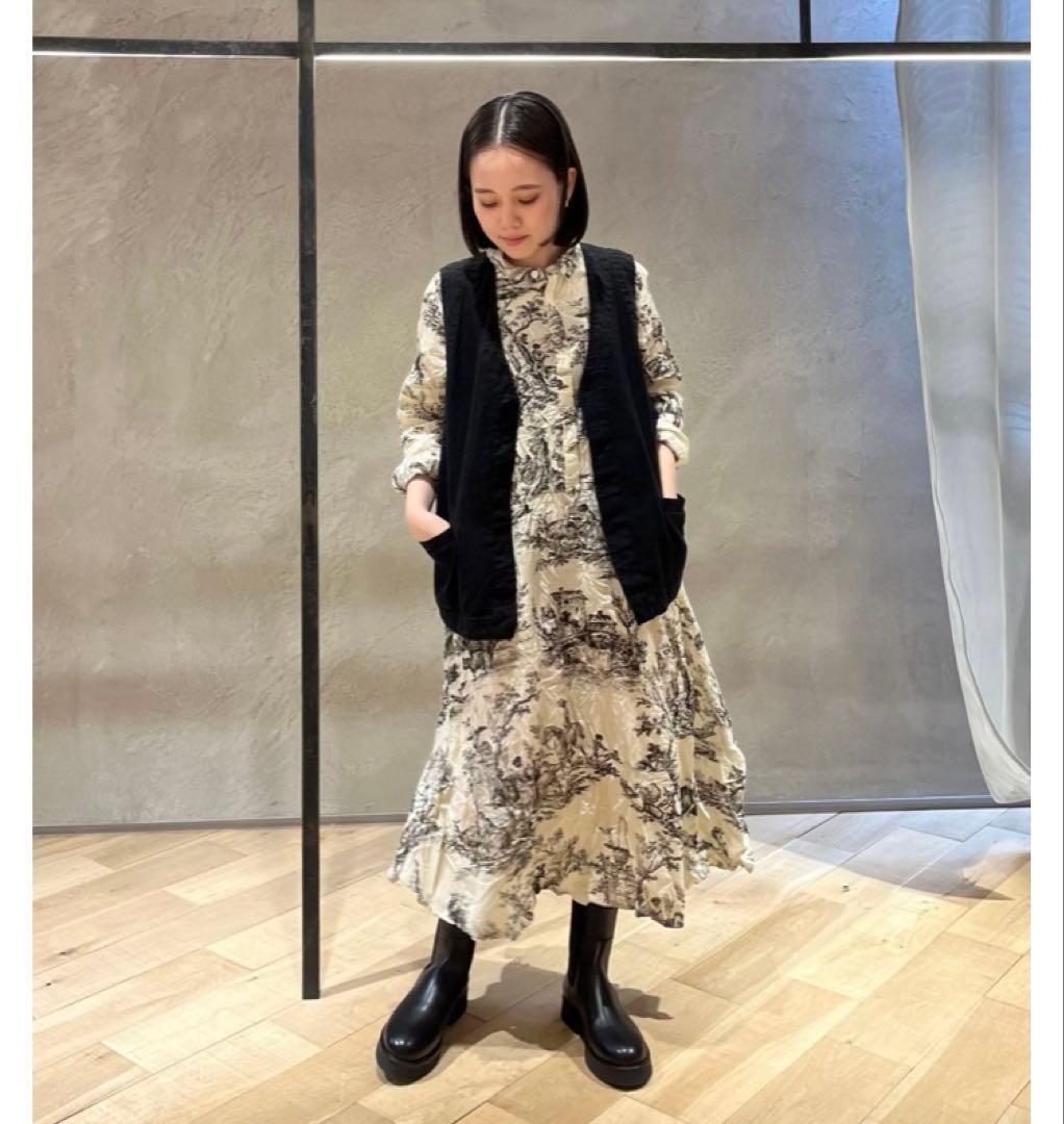 【ますみん】パドカレ プリントワンピース ナチュラル 36