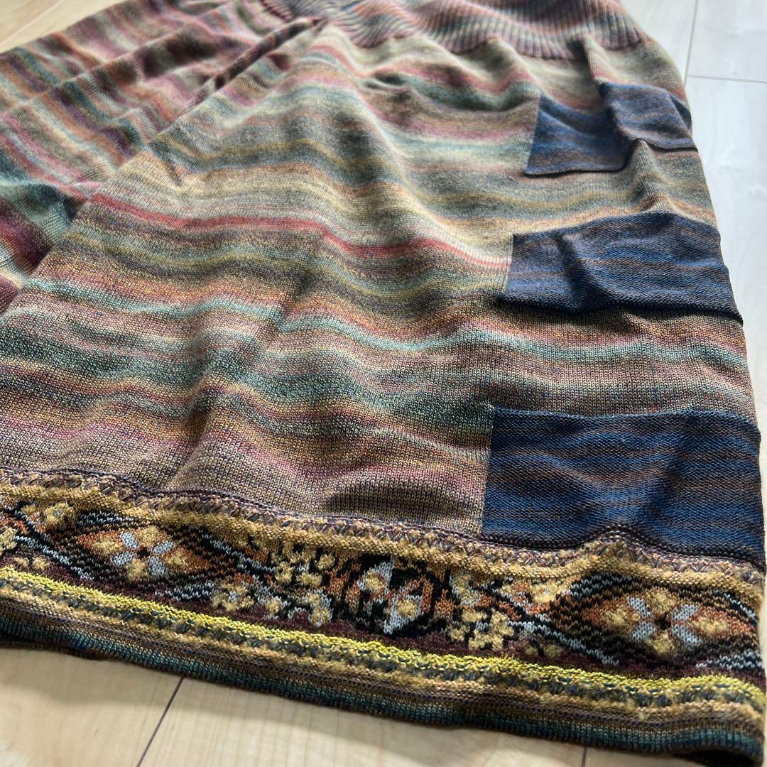 美品♡M&KYOKO ボーダーニットワイドパンツ　M-Lサイズ