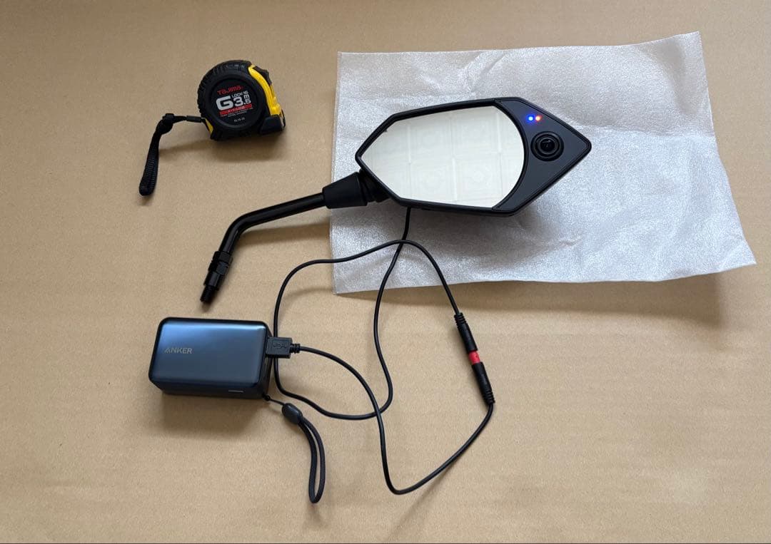 【中古・未使用品】D-ride DR-05BPバイク用ミラー型前後ドラレコ