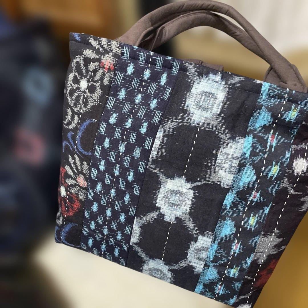 M156 バッグ３点まとめて売り　絣2点　大島1点　古布リメイク