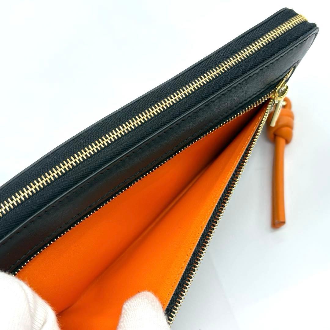 ロエベ レザーノット ラウンドファスナー 長財布 ブラック 極美品 付属品完備