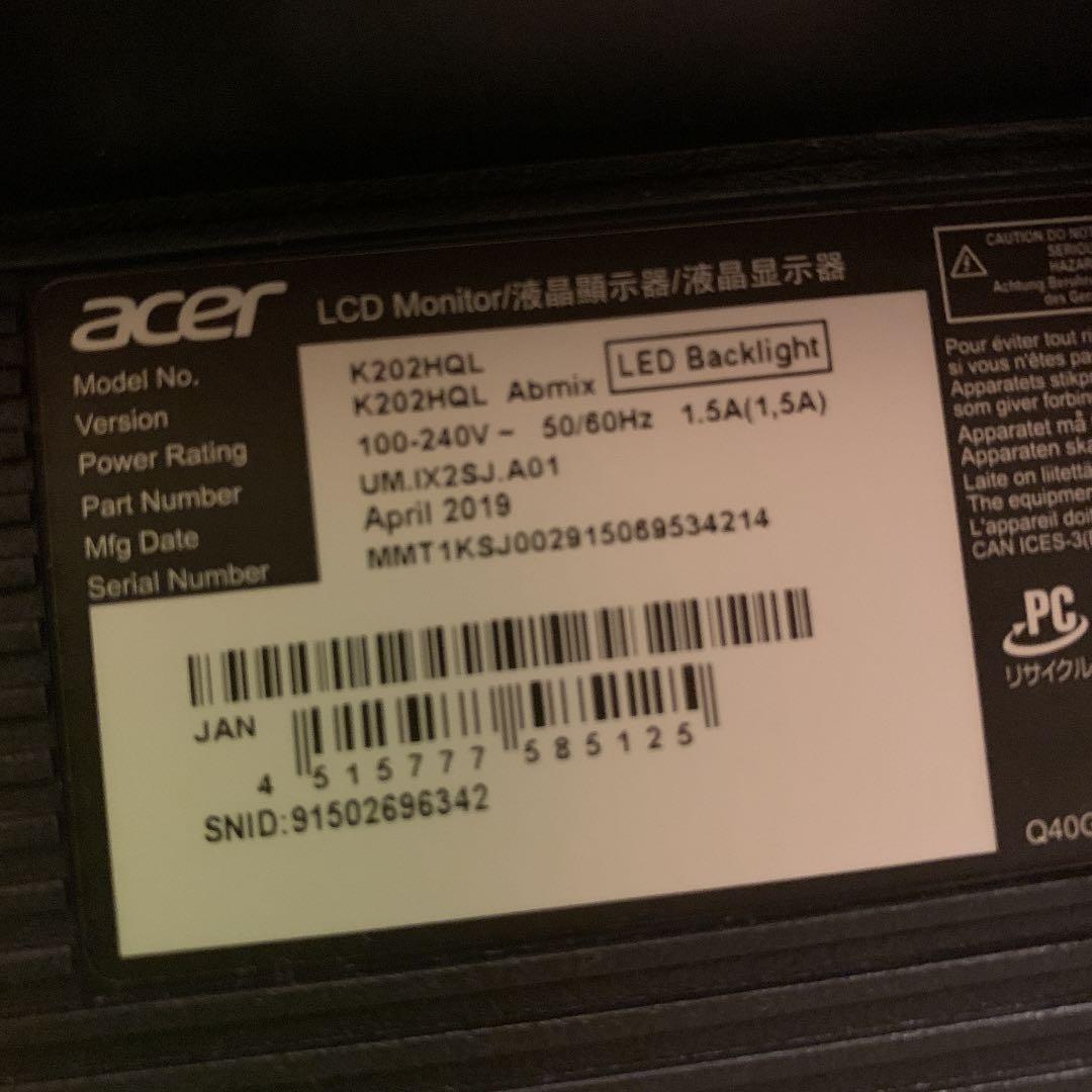 モニター ディスプレイ acer K202HQL