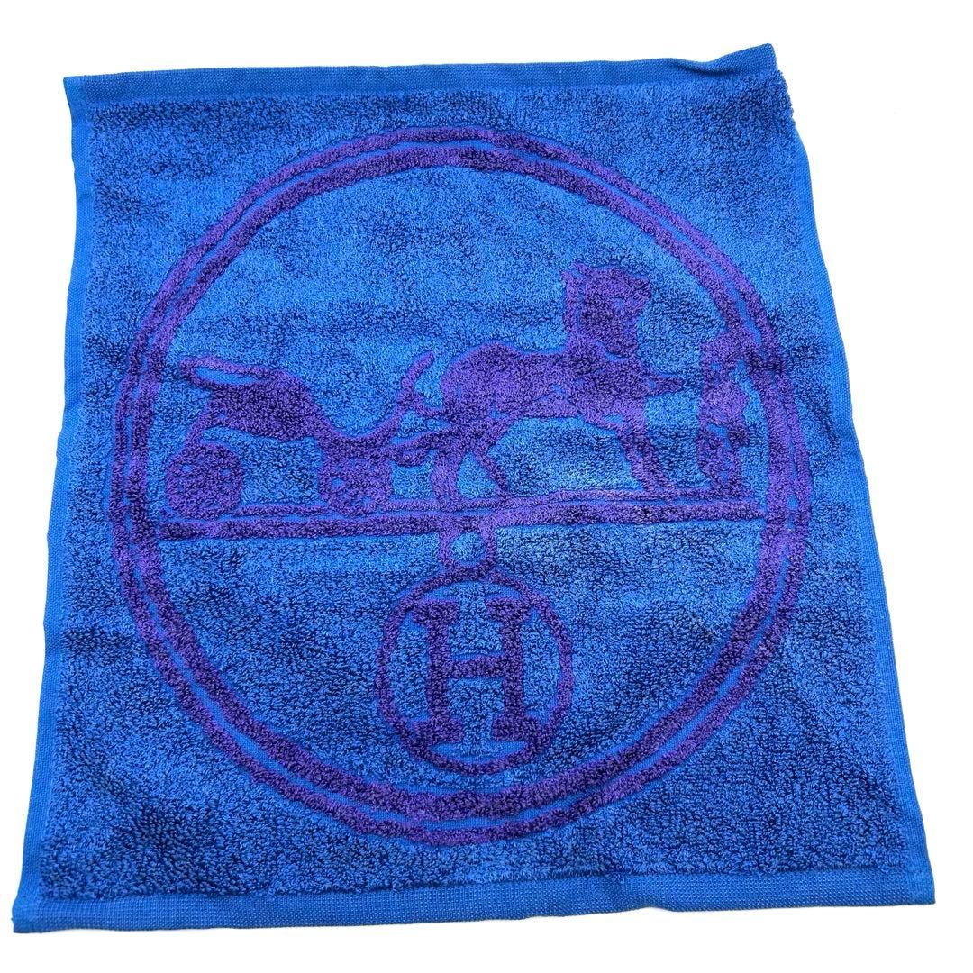 エルメス HERMES ハンカチ ブルー 大判 タグ付き 未使用 箱あり