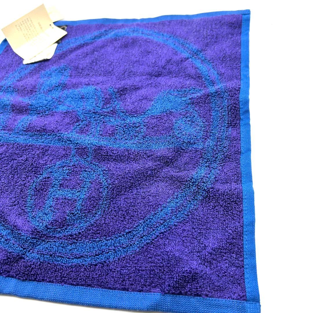 エルメス HERMES ハンカチ ブルー 大判 タグ付き 未使用 箱あり
