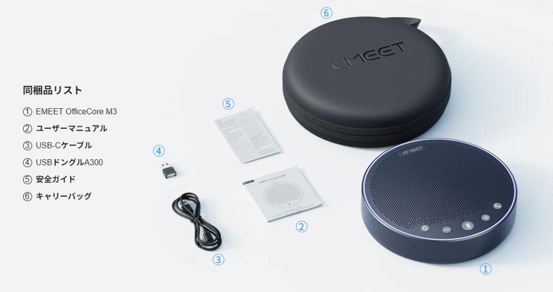 EMEET OfficeCore M3　会議用Bluetoothスピーカーフォン