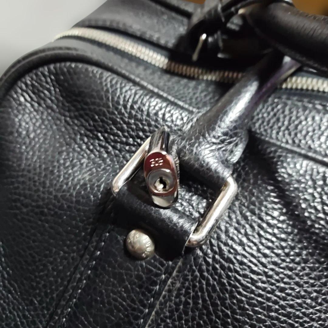 値下げ！Louis Vuitton ブラック レザーボストンバッグ