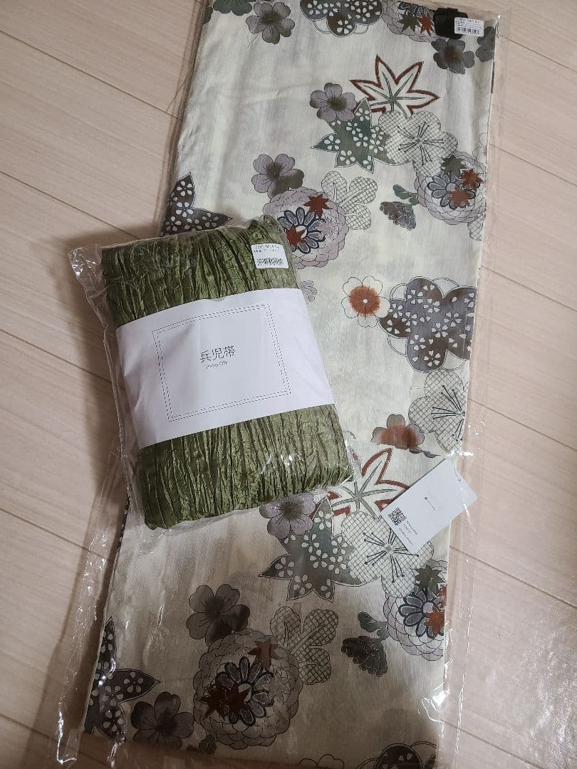 花柄浴衣・緑帯セット 3L utataneウタタネ
