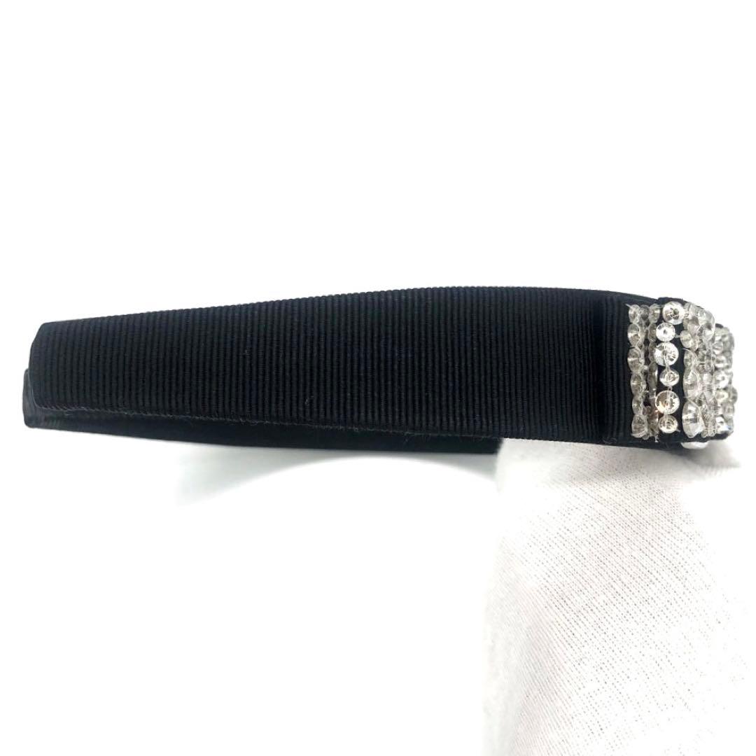 極美品✨フェラガモ カチューシャ　ヴァラリボン　ビジュー ブラック