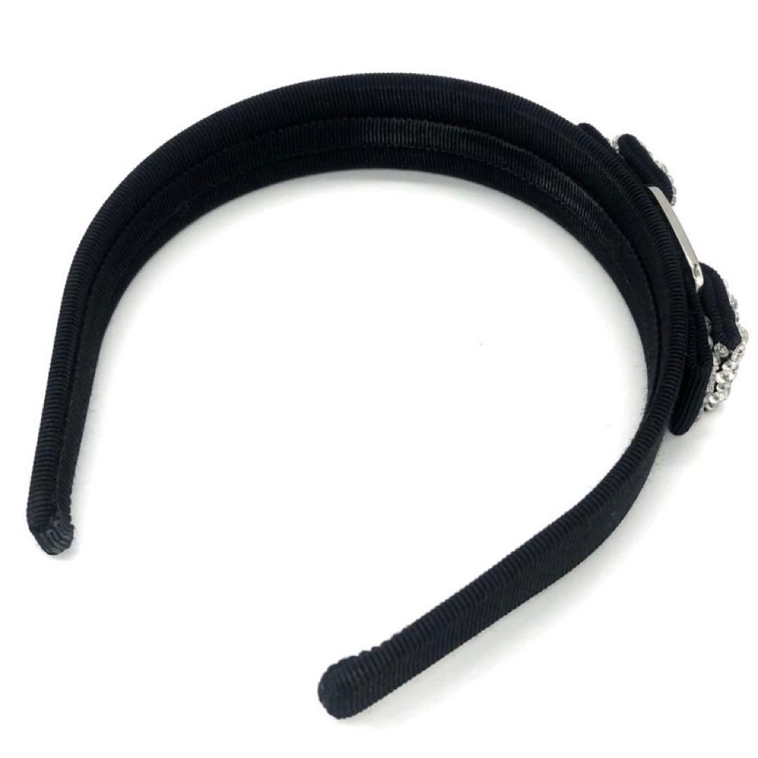 極美品✨フェラガモ カチューシャ　ヴァラリボン　ビジュー ブラック