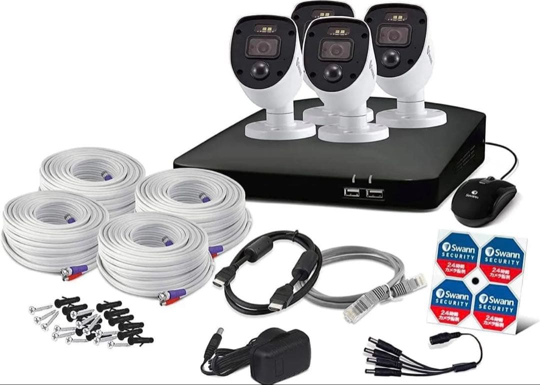 未開封 Swann スワン セキュリティカメラ カメラ4台セット 警告ライト