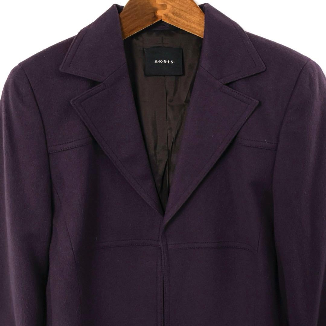 H4554◾️アクリス　カシミア100% テーラードジャケット コンシールド釦