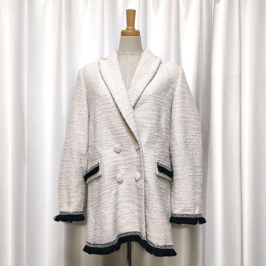 【美品】be Blumarine ブルマリン ツイードジャケット フリンジ