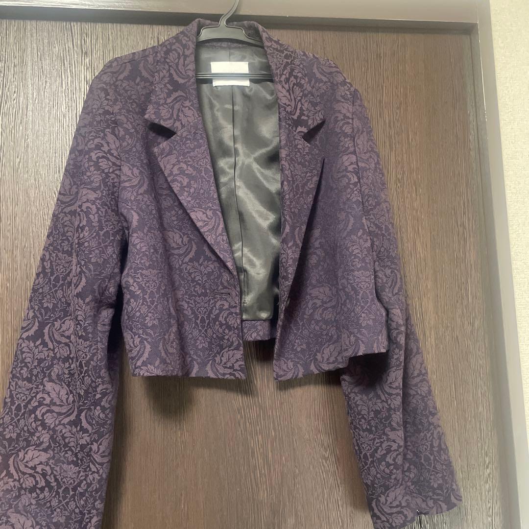 HARE vintageジャガード　ジャケット　紫　ショート丈