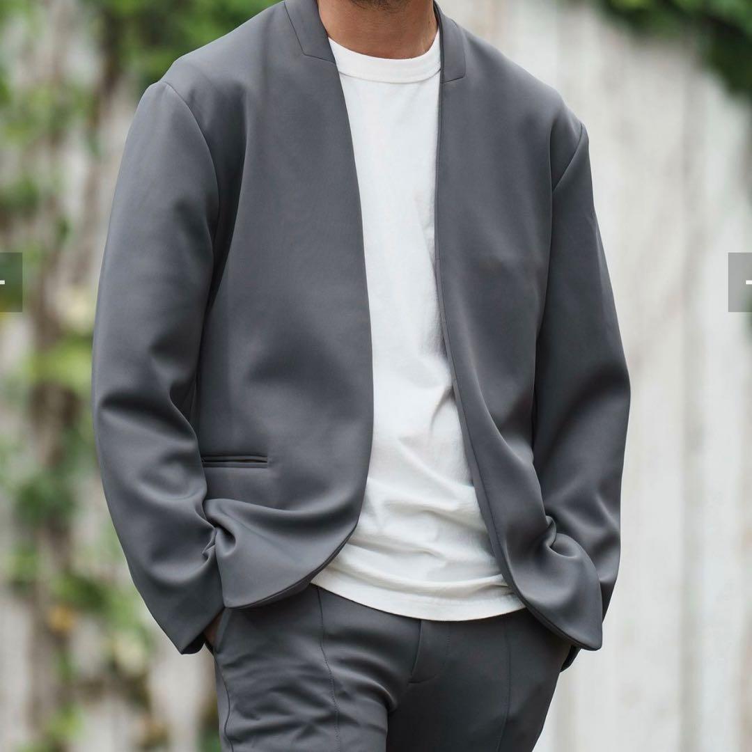 【CAMBIO(カンビオ)】ノーカラージャケット リラックスポンチ