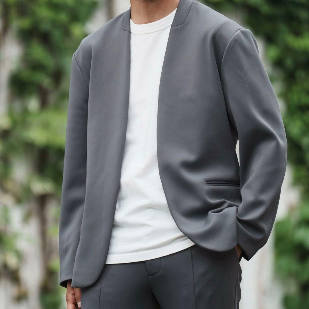 【CAMBIO(カンビオ)】ノーカラージャケット リラックスポンチ