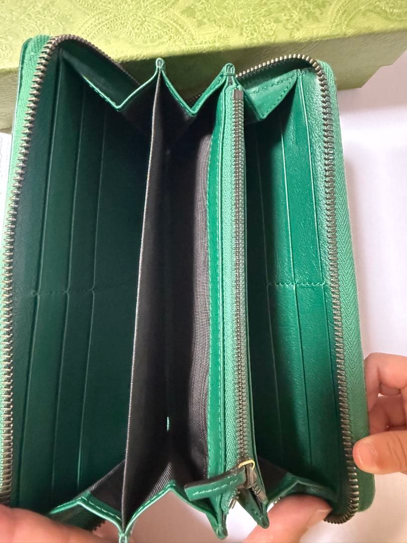 【専用】GUCCI グリーンレザー 長財布 バンブー