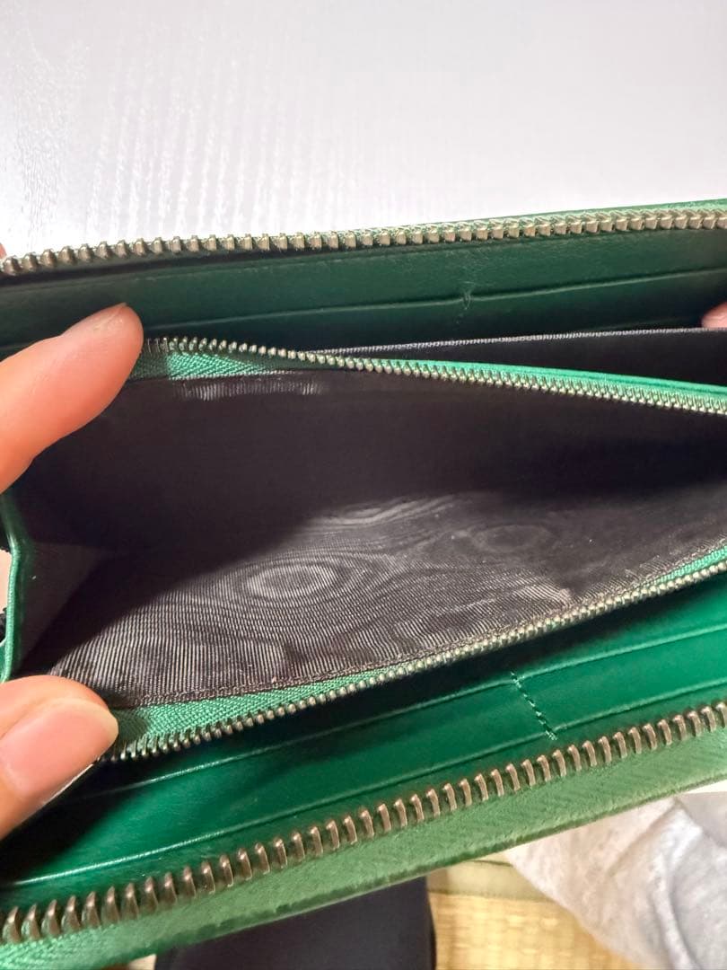 【専用】GUCCI グリーンレザー 長財布 バンブー