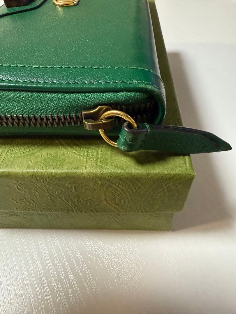 【専用】GUCCI グリーンレザー 長財布 バンブー