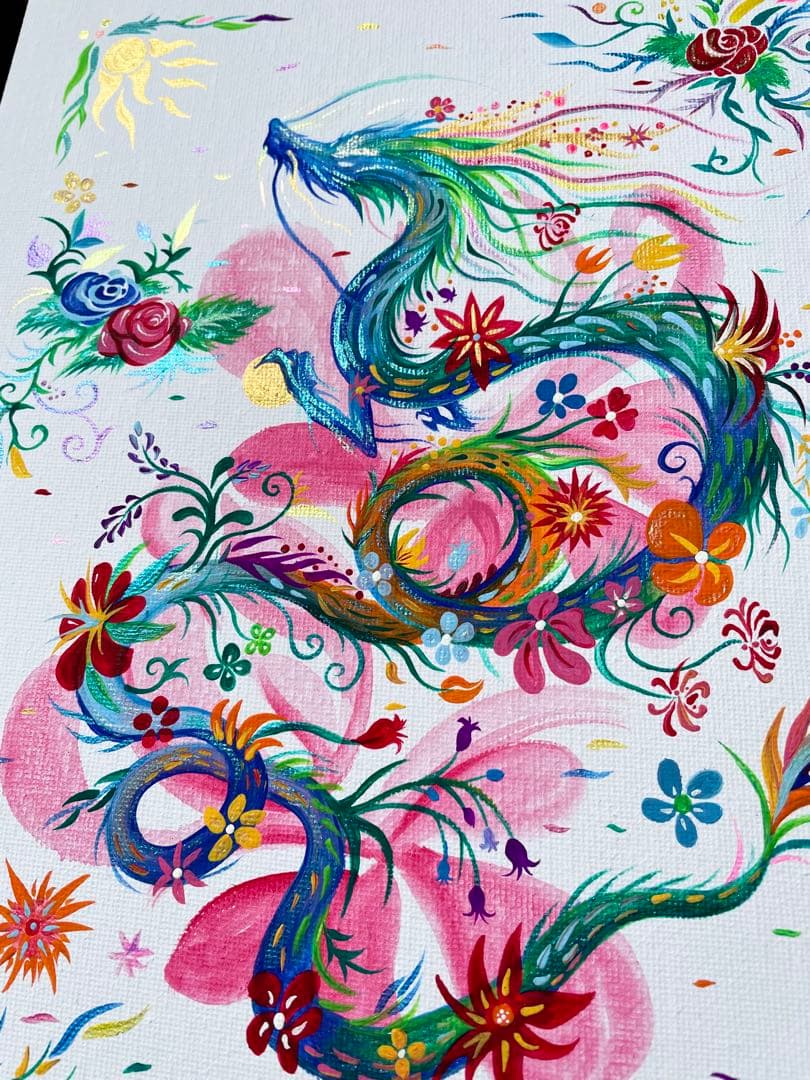 幻の花龍 ③ アクリル画 開運絵画 龍神 龍ノツカイ