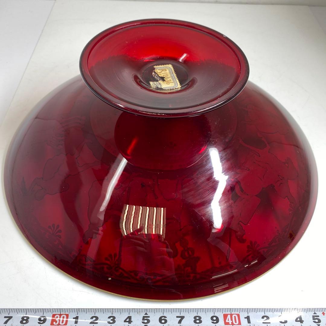 ムラーノ　ベネチアングラス　人物金彩コンポート　直径25.8㎝東な7-0303②