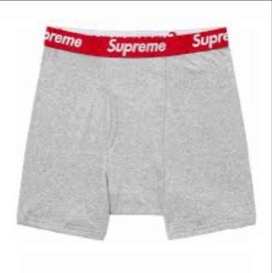 シュプリーム Hanes ボクサーブリーフ グレー 2パック M 正規品 未開封